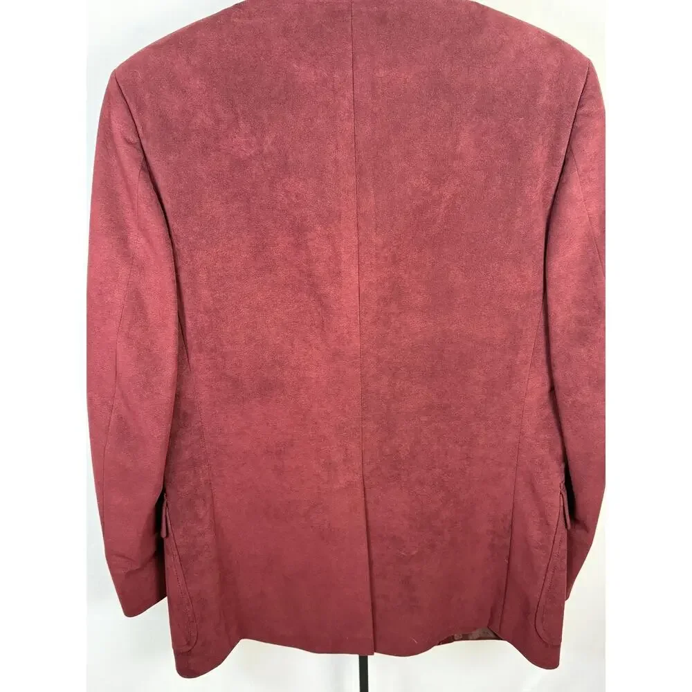 Vintage Burgundy Suede Look Blazer Retro Preppy Tailored Jacket Kingsridge